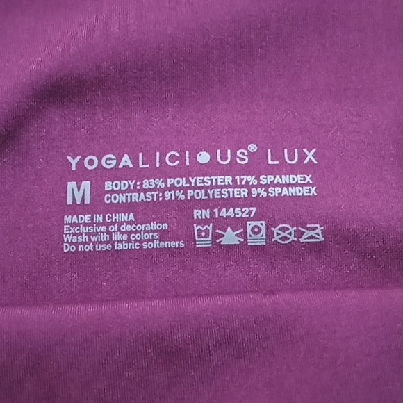 YOGA-LIC-IOUS HI RISE LUX Elastic Waistband. 5"Inseam. Medium.Raspberry Radiance - Picture 6 of 7